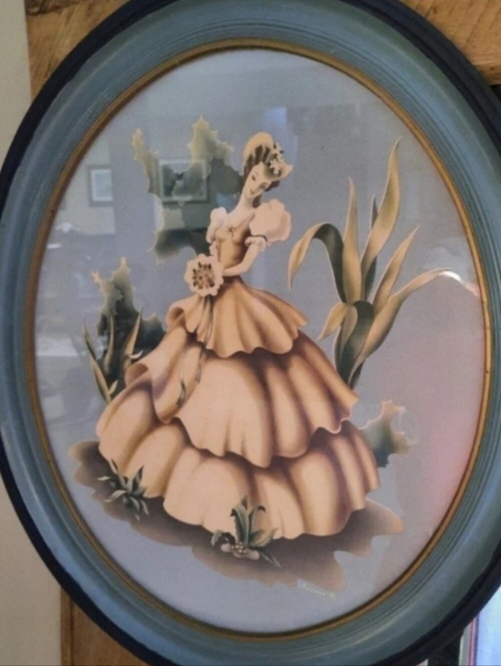 Vintage 1930s Antebellum Southern Belle Art Deco Picture - Picture 5 of 6